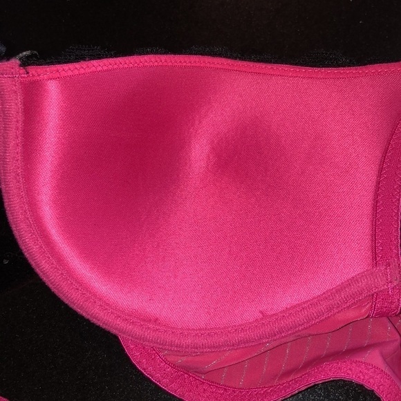 Rampage Intimates Pink with Metallic Stripes and Black Lace Trim Padded Bra - Picture 6 of 9
